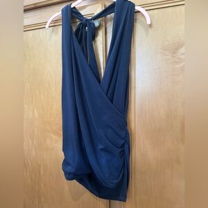 Venus Navy Blue Drape Halter Top